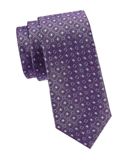 Saks Fifth Avenue Purple Diamond Silk Tie for men