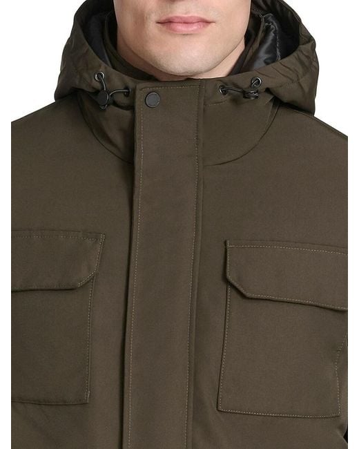 Kenneth Cole Black Oxford Weave Regular Fit Parka for men