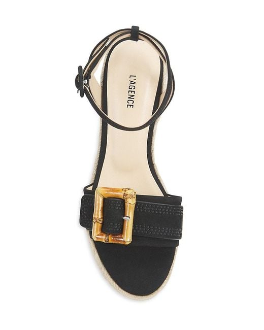 L'Agence Natural Aurore 100Mm Suede Leather Wedge Sandals