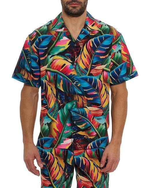 Robert Graham Blue Toucan Printed Button-front Shirt for men