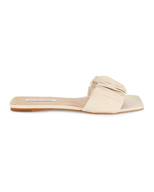Saks Fifth Avenue Pink Scrunch Leather Flat Sandals