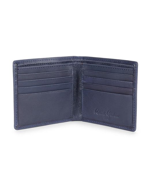 Robert Graham Blue Leather Bi Fold Wallet for men