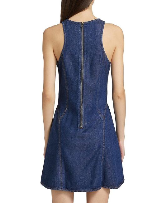 Re/done Blue Denim Split-Front Racerback Minidress