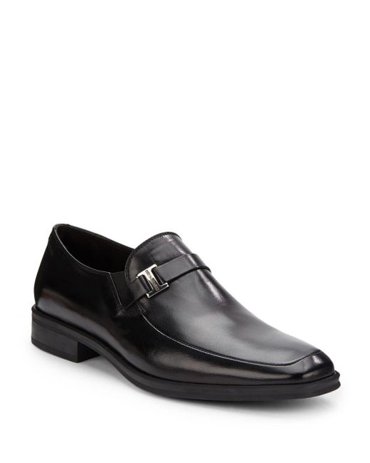 Bruno magli Pivetto Leather Square-toe Loafers in Black for Men - Save ...