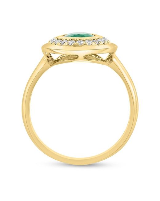 Effy Metallic 14K, Natural Emerald & 0.22 Tcw Diamond Ring