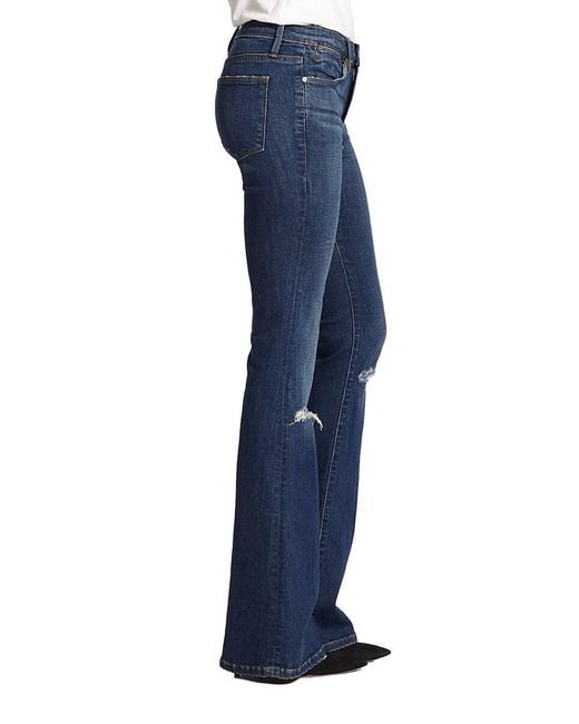 FRAME Blue Le High-rise Distressed Flared Jeans
