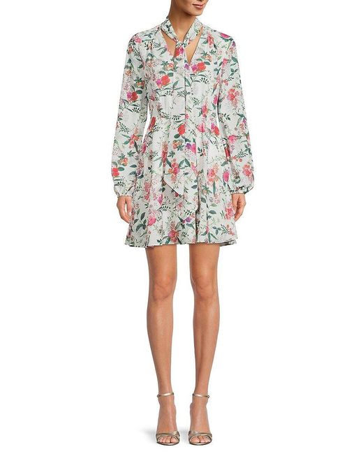 Ted Baker Metropolis Floral Mini A Line Dress in White | Lyst