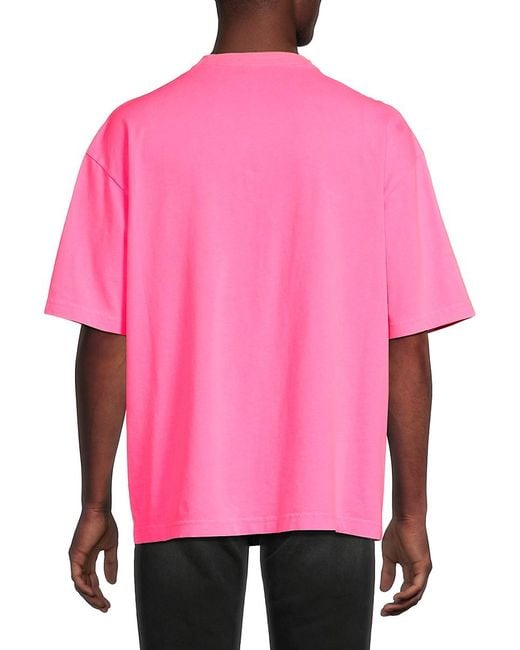 Balenciaga Pink Logo Cotton Graphic T-shirt for men
