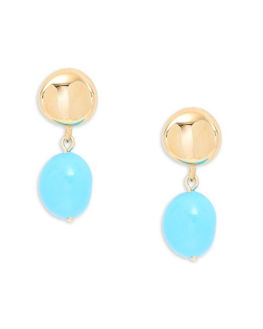 Saks Fifth Avenue 14k Yellow Gold & Turquoise Drop Earrings in Blue