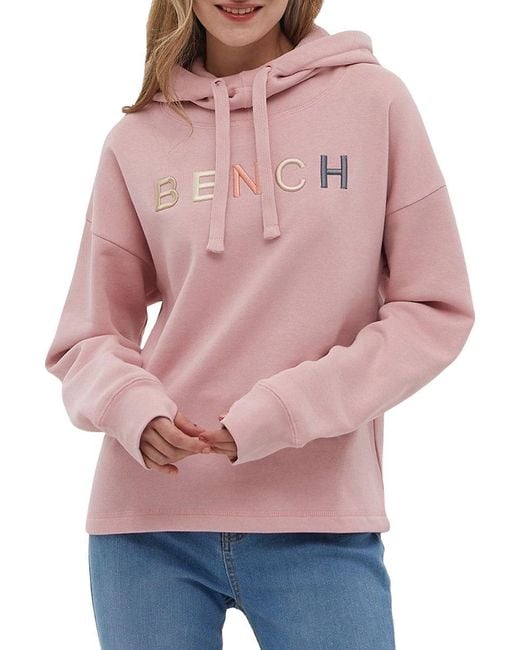 Bench Logo Drop Shoulder Hoodie in Natural Lyst UK