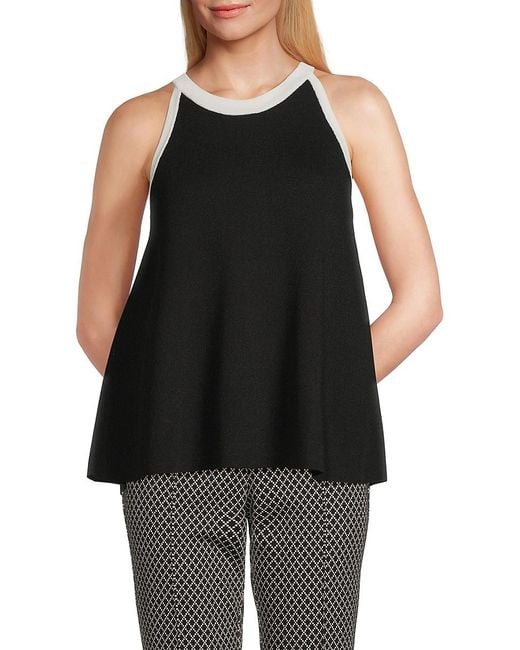 Tahari Black Knit A-Line Top