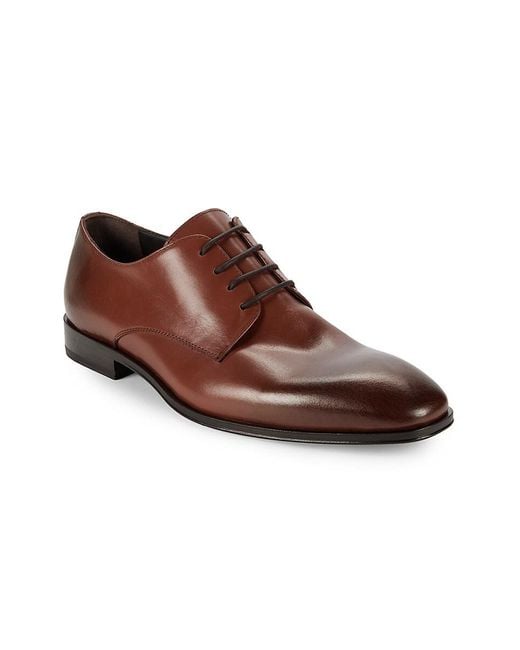 Roberto Cavalli Brown Leather Derby Shoes for men