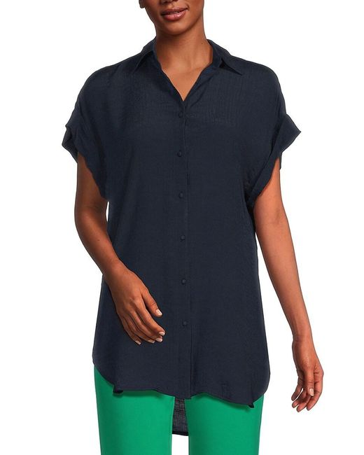 Nanette Lepore Blue Side Slit Shirt