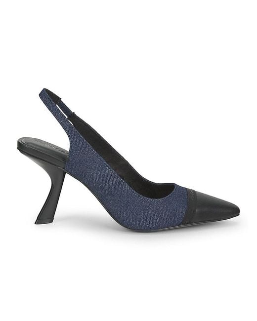 Karl Lagerfeld Blue Kinsely 75Mm Denim Slingback Pumps