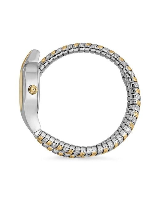Just Cavalli White Two Tone Stainless Steel & Crystal Wrap Watch/22Mm