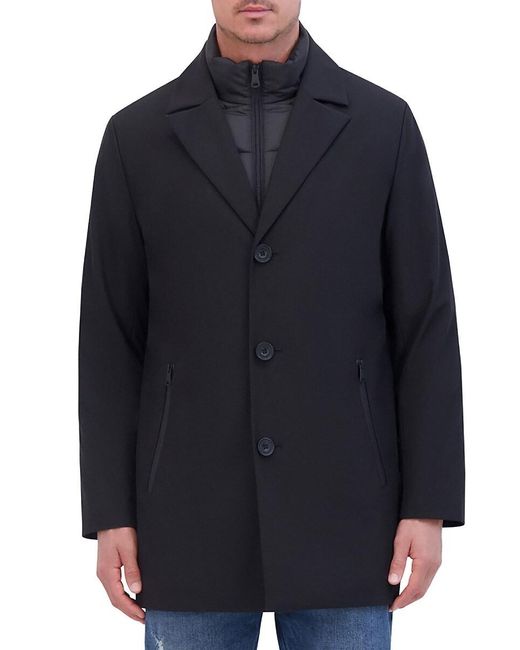 Kenneth Cole Blue Removable Zip-Out Bib Puffer Coat for men