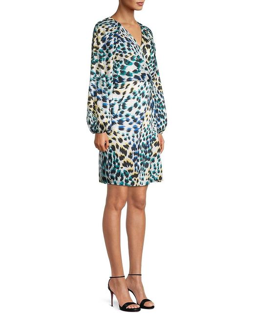 Emanuel Ungaro Blue Catori Cheetah Print Mini Dress