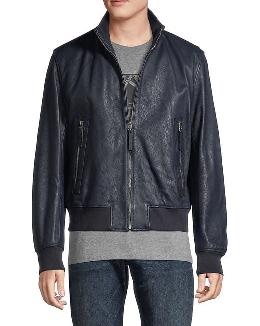 Hugo boss clearance blue leather jacket