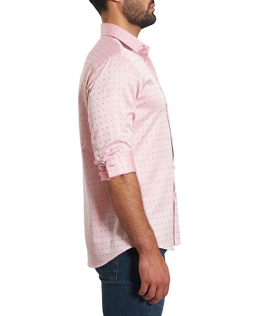 Jared Lang Pink 'Trim Fit Polka Dot Sport Shirt for men