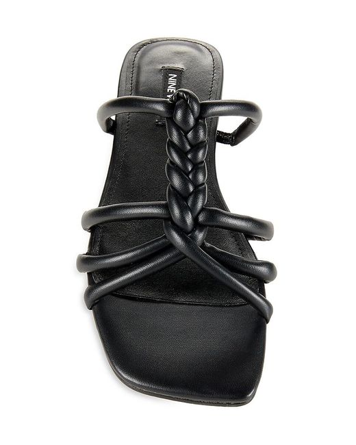 Nine West Black Makee Braided Flat Sandals