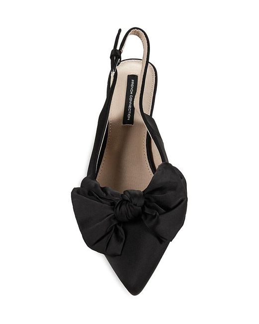 French Connection Black Quinn Satin Bow Slingback Pumps