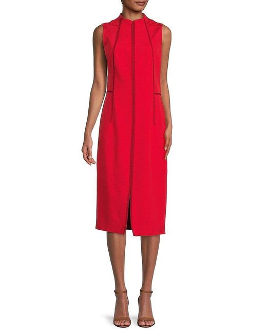 Akris Stretch Mulberry Silk Sheath Dress in Red | Lyst