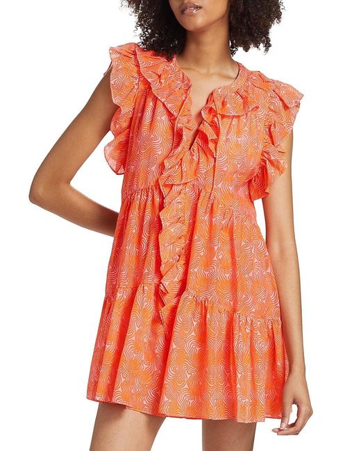 Cinq À Sept Orange Summer Waves Letitia Abstract Minidress