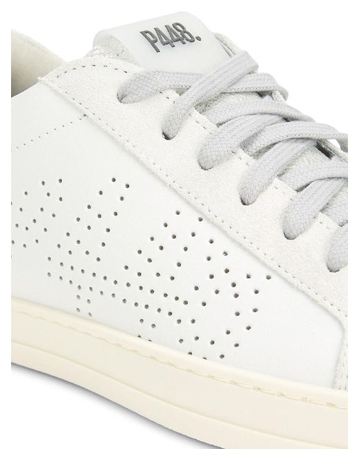 P448 White Leather Low-Top Sneakers