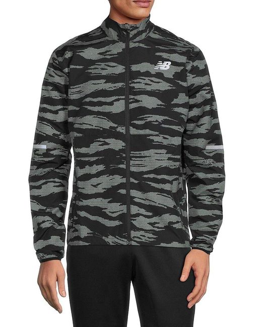 New Balance Reflective Camo Zip Front Jacket in Black for Men | Lyst
