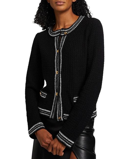 Design History Blue Contrast-Trim Cardigan