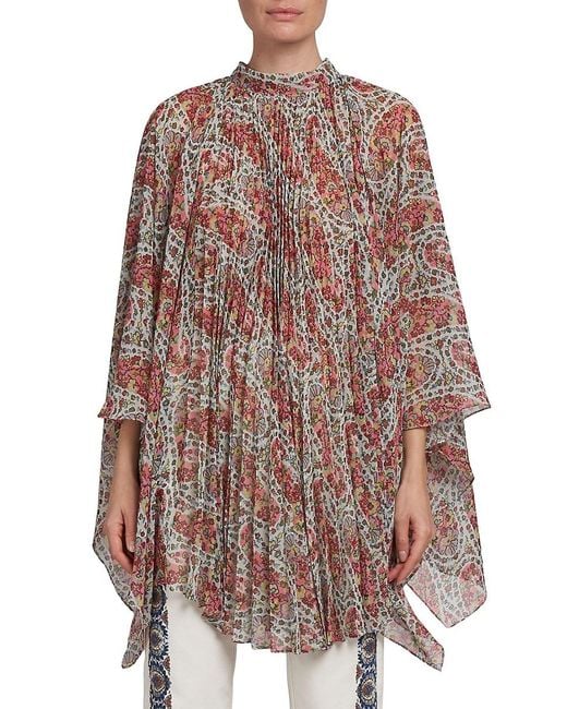 Etro Brown Floral Paisley Poncho