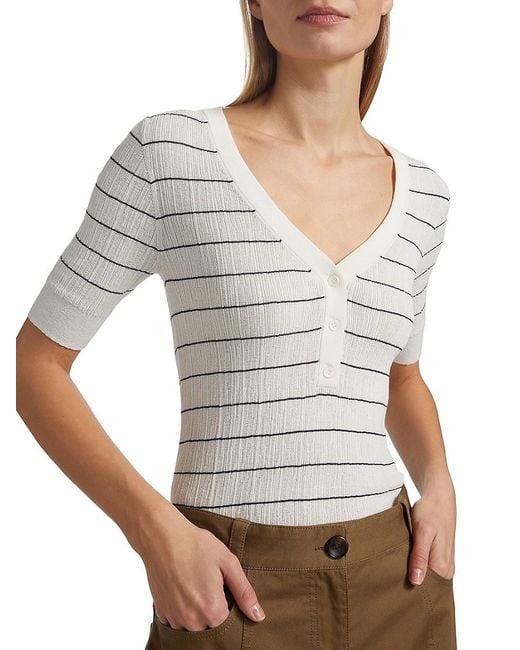 A.L.C. Gray A. .C. Francis Striped Cotton-Blend Top