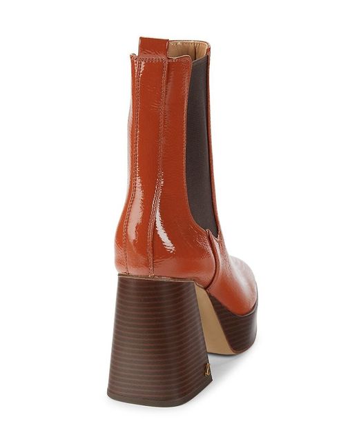 Circus by Sam Edelman Brown Stace Patent Block Hee Ankle Boots