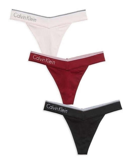Calvin Klein 3-pack Thongs in Red | Lyst