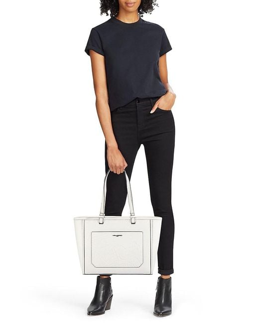 Karl Lagerfeld White Maybelle Logo Tote