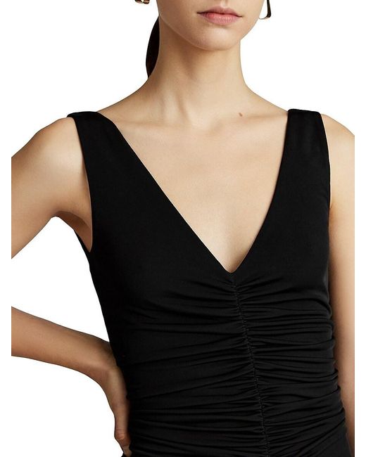 Zac Posen Black Matte Jersey Ruched Minidress