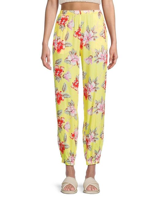 Palm Angels Yellow Floral Print Joggers