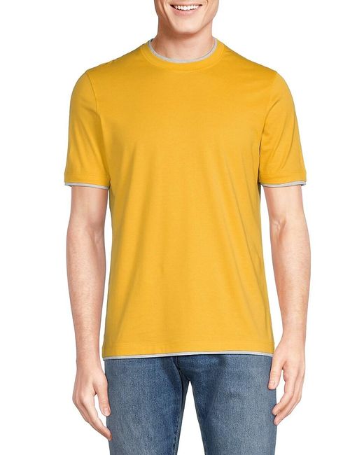 Brunello Cucinelli Yellow Slim Fit Contrast Detail Tee for men