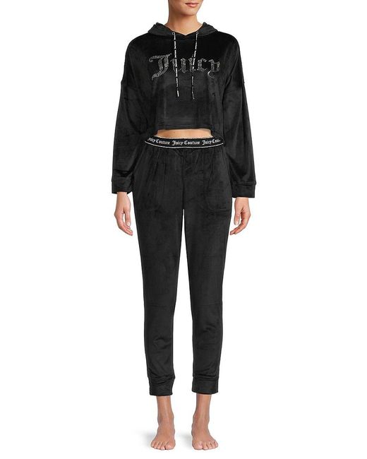 Juicy Couture Black 2 Piece Emebllished Logo Pajama Set