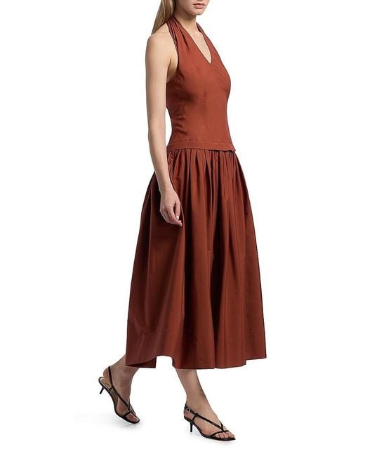 A.L.C. Brown A. L.C. Nora Halterneck Stretch-Cotton Midi-Dress