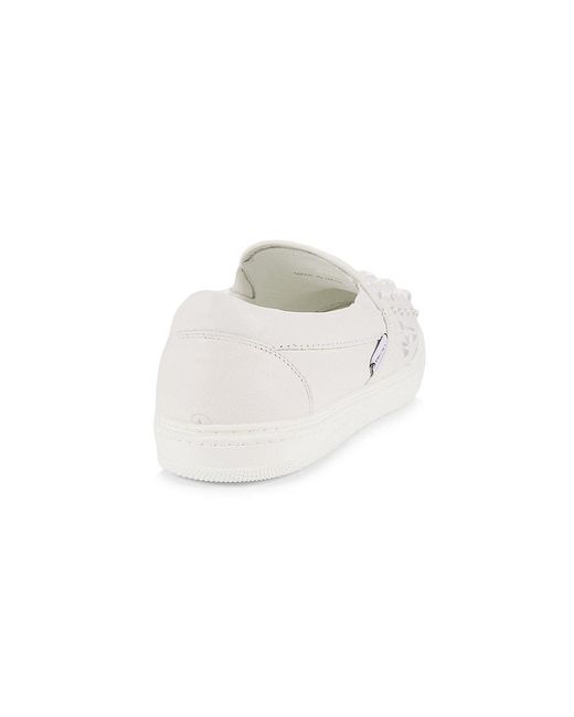 Jimmy Choo White Slip-On Star-Studded Leather Sneakers for men