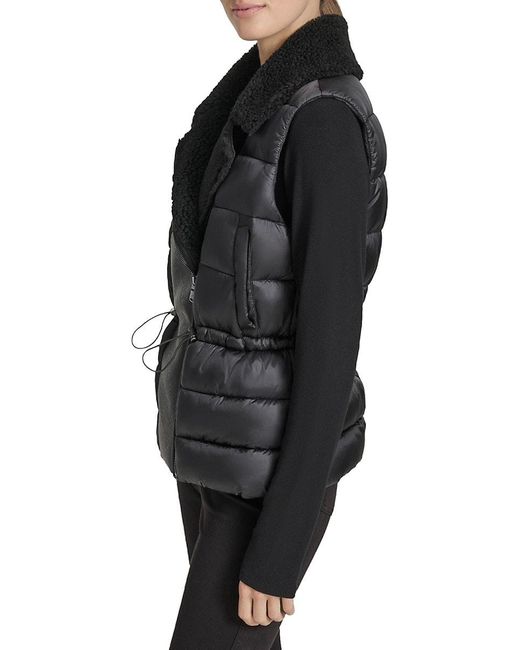 Andrew Marc Slim Fit Faux Shearling Puffer Vest in Black Lyst Australia