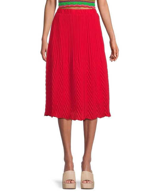 Nanette Lepore Red Knit A Line Midi Skirt