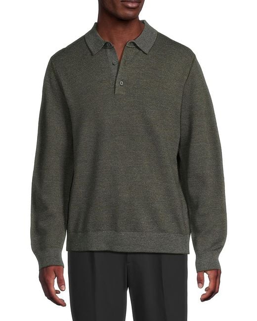 Vince Gray Birdseye Merino Wool Polo Sweater for men