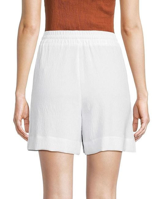 H Halston White Crinkle Drawstring Shorts