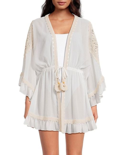 Ramy Brook White Libbie Tie-Waist Minidress