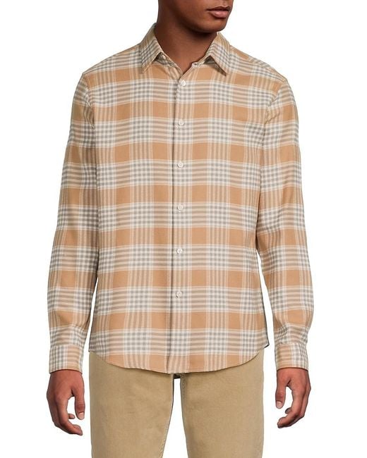 Theory Natural Irving Checked Cotton Shirt for men