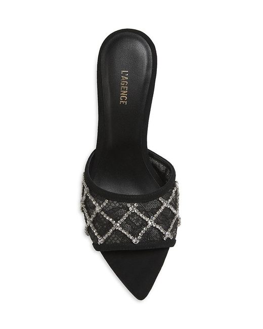 L'Agence Black Fernande 85Mm Embellished Stiletto Heel Mules