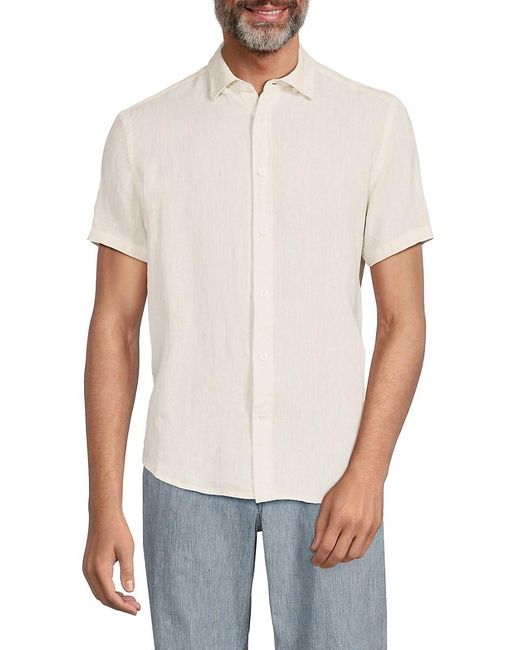 Report Collection White Short Sleeve Linen Shirt for men