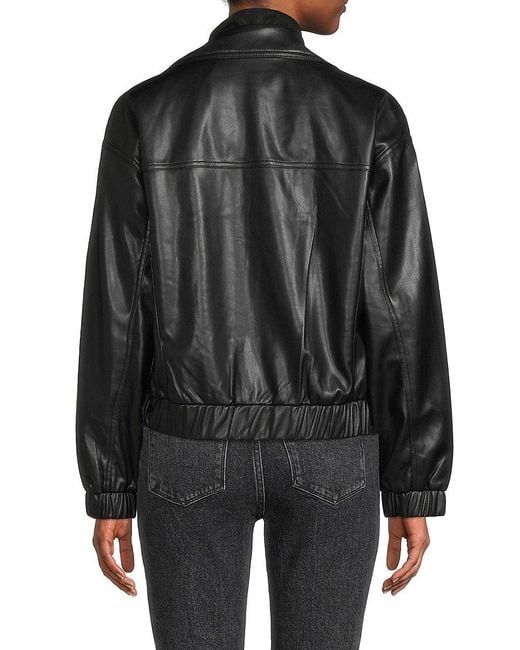 Karl Lagerfeld Faux Leather Bib Biker Jacket in Black | Lyst